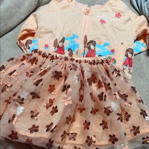 Peach Dress with Floral Tulle Skirt